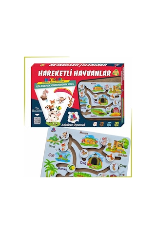 Ankebut Hareketli Hayvanlar Ve Besinleri Beyaz İngilizce İlk Kelimelerim Yapboz Oyunu