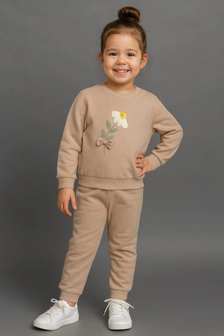 Papatya Nakışlı %100 Pamuk 2 Li Çocuk Eşofman Takımı SOMON