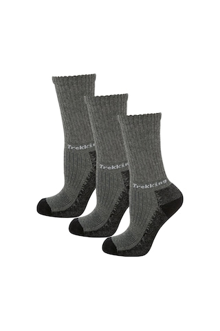 Thermoform Trekking Extra Dolgulu, Darbe Emici Kışlık Unisex Çocuk Çorap 3'lü Paket Antrasit Renkli