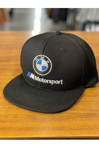 Hamze Bmw Motorsport Nakışlı Siyah Hip Hop Snapback Rapper Basket Şapka Siyah