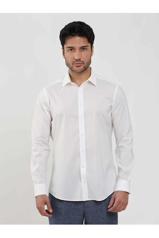 Dufy Beyaz Erkek Slim Fit Düz Klasik Yaka Uzun Kol Gömlek - 103119-beyaz Beyaz