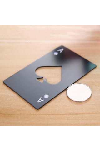 2 Adet Paslanmaz Çelik Şişe Bira Açacağı Poker Oyun Kartı Maça Soda Şişesi Kapağı Açacağı Siyah