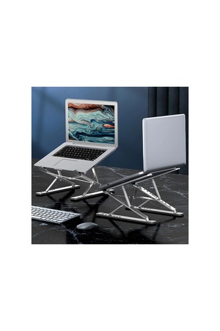 Ally Mc N8 Metal Yüksek Macbook Notebook Ayarlanabilir Katlanabilir Stand- 5775 - Karbul4454-4401 Füme Füme