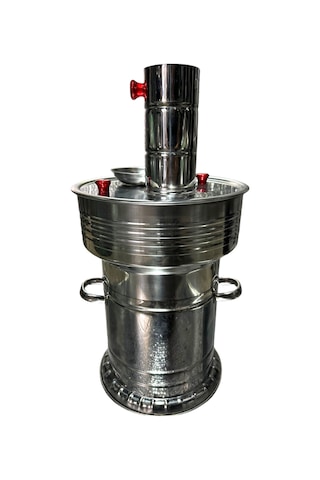 Odunlu Çift Musluklu Çelik Semaver 7 Lt -107