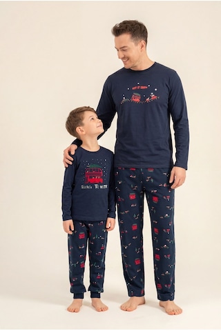 Rolypoly Let It Snow Baba Oğul Lacivert Uzun Kol Pijama Takım Rp3939-a-v1 Rp3939-a-v1
