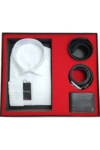 Pierre Cardin 4'lü Set Gömlek, Kemer, Cüzdan Ve Kravat Set Beyaz
