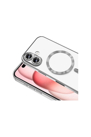 Apple Uyumlu iPhone 17 İçin Magsafe İle Kılıf Kamera Lensli Korumalı Şeffaf Silikon Kapak Titanyum