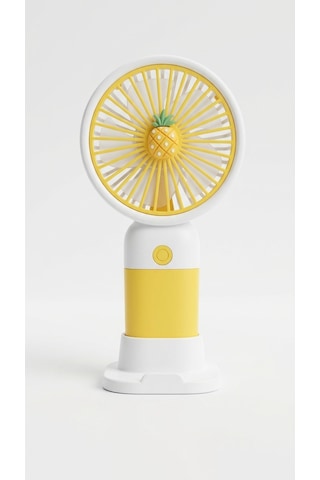 Mini El Fanı Ananas Figürlü Sarı Kompakt Tasarımlı,usb Şarjlı Güçlü Taşınabilir Vantilatör Fan-pl103