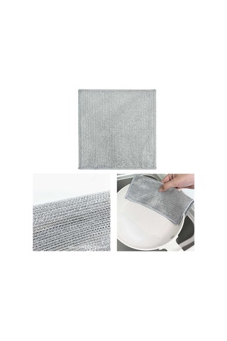 Kangvka Gümüş Tel İki Yönlü Temizlik Bezi - Yağ Tutmayan, Suyu İçeren, Fırça Ve Tabak Temizleyici - 20x20cm 10 Adet