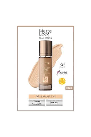 Note Matte Lock Foundation 110 Pure Beige Spf 50 Yoğun Kapatıcı Mat Bitişli Fondöten