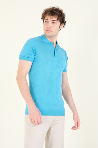 Giyim Dünyası Erkek Çıtçıtlı Desenli Polo Yaka Merserize T-shirt Mavi 001