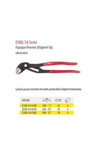 Ceta Form E30Q-54-0180 Papağan Pense Düğmeli -180Mm / 7