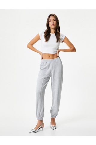 Koton Jogger Eşofman Altı Beli Ve Paçası Lastikli Nervürlü Gri 4sak30033ek 4SAK30033EK031 Gri