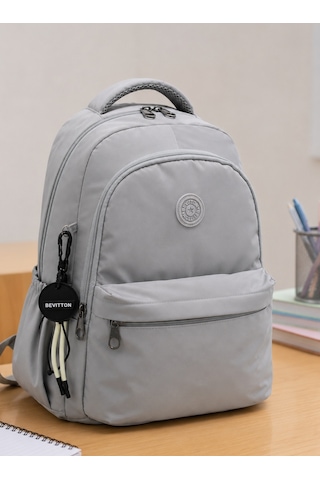 Gri Unisex Okul Çantası Su Geçirmez Kumaş Unisex Okul Sırt Çantası 2200 Gri