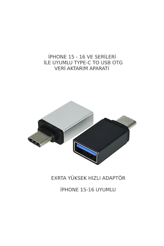 Apple Uyumlu iPhone 15-pro-max/16-pro Pro Max- Type-c To Usb 3.0 Yüksek Hızlı Veri Aktarımı Otg Çevirici