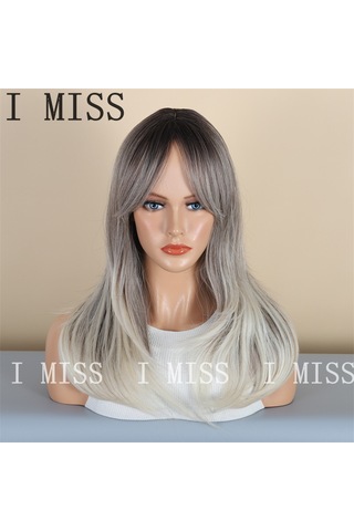 Siyah Degradeli Ve Sekiz Rakamı Şeklinde Perçemli Doğal Sentetik Peruk