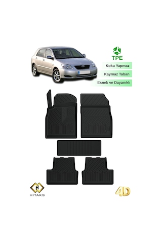 Hitaks Toyota Corolla Hb 2001-2006 Siyah 4d Havuzlu Paspas Araca Özel Oto Paspas