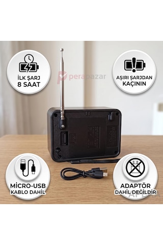 Nns Ns-3315bt Şarjlı Nostaljik Radyo Bluetooth Tws Usb Micro Kart Destekli Dekoratif Müzik Çalar 14cm Boyunda Kahverengi