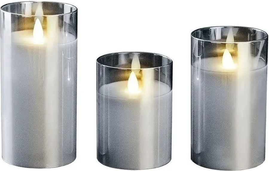 Faza Cam İçinde Led Balmumu Mumlar - 3 Adet 16763130 Gümüş