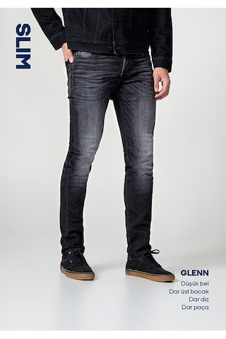 Jack & Jones Erkek Glenn 270 Slim Fit Jean 12243595 Black Denim Siyah