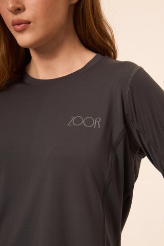 Zoor Kadın Uzun Kol Compression Fitness Gym Spor Body Tshirt Füme