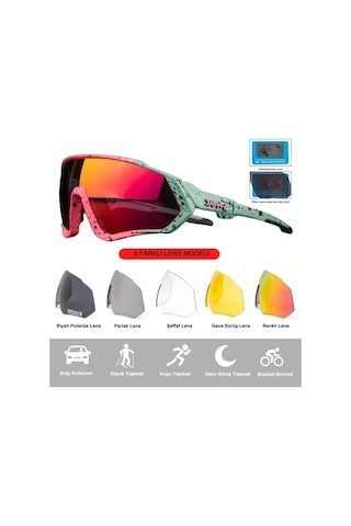Kapvoe Storm Değişebilir 5 Lens Mtb Polarize Bisiklet Spor Dağ Ka