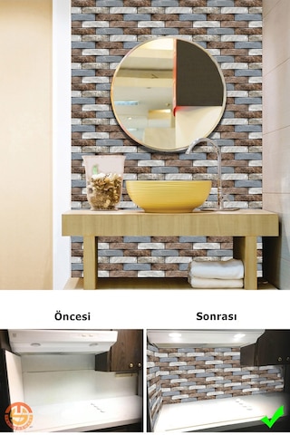 Technosmart 10adet 30x30cm 3d Kendinden Yapışkanlı Duvar Kaplama Su Geçirmez Dekorasyon Mutfak Banyo