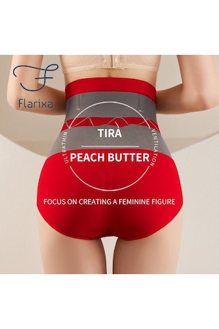 Kırmızı Flarixa Kadın Kış Termal İç Çamaşır Yüksek Bel Düz Göbek Külot Sıcak Saray Külot Dikişsiz Külot Ateş Termo Elbise Kırmızı