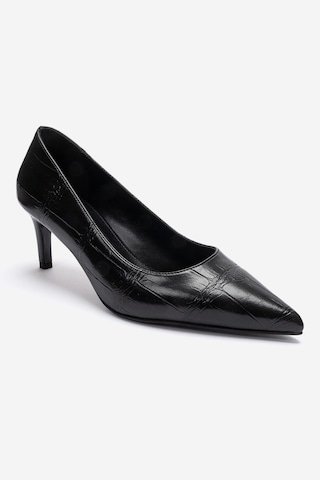 Luvishoes Velmıra Siyah Baskı Kadın Topuklu Ayakkabı