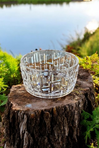 Kırılmaz Çerezlik 180 Ml Şık Kase Sunumluk Kristal Kesim Özel Üretim 1 Adet Şeffaf