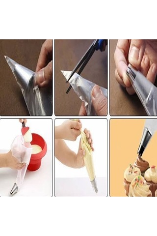 Pasta Süsleme Aparatı Krema Sıkma Seti 10 Parç Kek Süsü Şeker Hamuru Mutfak Aleti Çok Renkli
