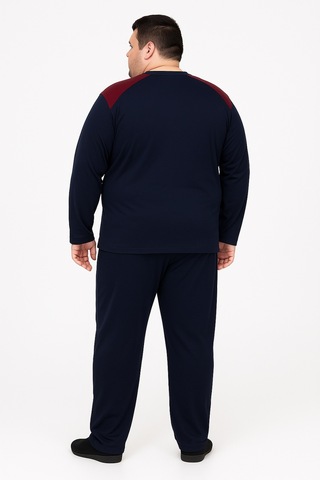 Mutlu City Erkek Yüksek Kalite İnterlok Penye Büyük Beden Pijama Takımı 18540 Lacivert - Bordo