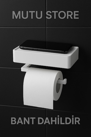 Yapışkanlı Tuvalet Kağıdı Askısı Banyo Tuvalet Kağıtlığı Aparatı Peçetelik Organizer Plastik Beyaz