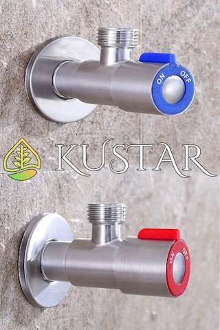 Kustar Aç Kapa Sıcak Soğuk Su Ara Musluğu Seti Inox 2'li Gri