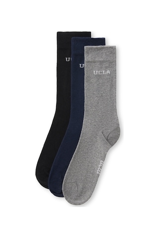 Sılvıus 3'lü Siyah Lacivert Koyu Gri Uzun Jakarlı Standard Fit Unisex Çorap Siyah Lacivert Koyu Gri