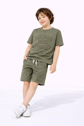 Miniko Kids Erkek Çocuk Kabartma Modelli Pamuk Şortlu Takım Yeşil