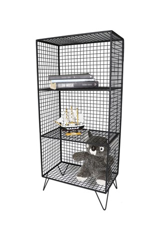 Ayaklı Metal Rafı 3 Gözlü Kitaplık Grid Kafes Tel Model Wd-62