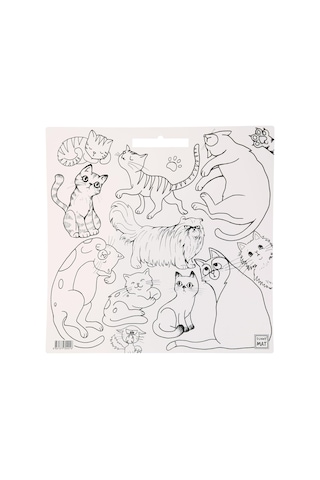 Akademi Çocuk Funny Mat White 40x40cm - Kediler Genel