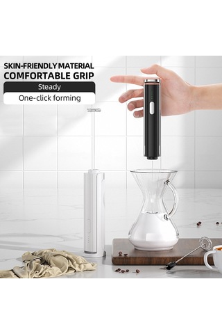 Maiyame "şarj Edilebilir Katlanabilir Çift Başlı Elektrikli Süt Köpürtücü - Kahve, Krem Şanti Ve Yumurta Karıştırıcı" Siyah