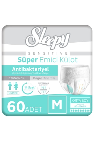 Sleepy Sensitive Antibakteriyel Emici Külot Medium 30x2 60 Adet