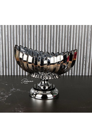 Chacha Home Ayaklı Cam Gondol Meyvelik Sunumluk 29 Cm - Lüks Dekoratif Konsol Kasesi Ve Şekerlik