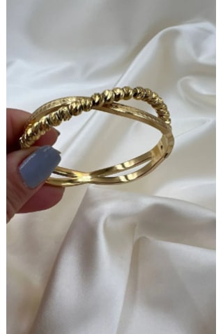 Bb Çelik Tek Sıra Dorkika Kelepçe Bilezik Altın