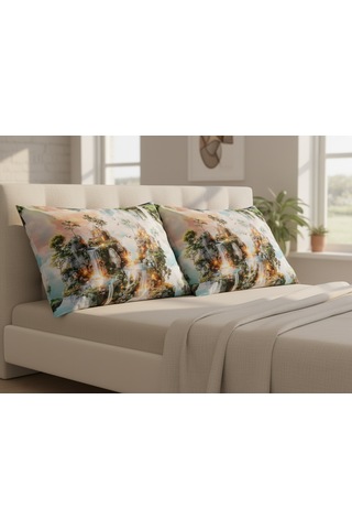 Artunhome Poplin Dijital Baskılı Yastık Kılıfı Seti 2 Adet 50x70 Cm %100 Pamuk Art20120043 Çok Renkli