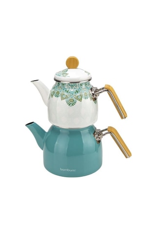 Bambum Unique - Bambu Kulplu Çaydanlık Takımı Turkuaz Turkuaz