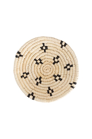 Koza Home Meander Dekoratif Siyah Desenli Bambu Duvar Tabağı 30cm 8993