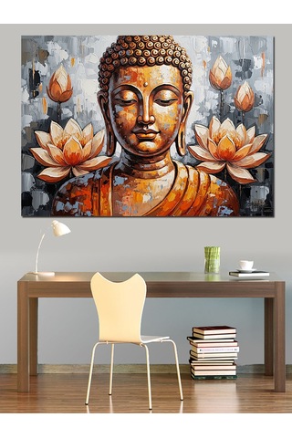 Ahşap Tablo Meditasyon Yapan Buda Ve Lotus Çocuk Odası Tabloları