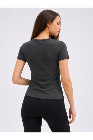 Normal People Irıs - Likralı Organik Pamuk Kumaştan Slimfit Kadın T-shirt Gri