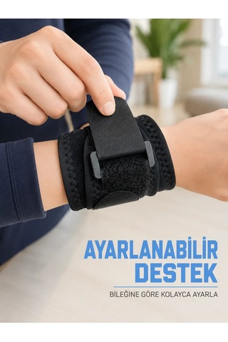 Bilek Destekliği Ayarlanabilir Çift Bantlı Cırtlı Sporcu Bilekliği Standart