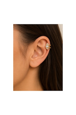 Baget Taş Detaylı Kulak Piercing Çelik Gold Genel Markalar Unisex Çok Renkli