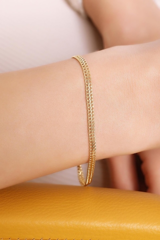 Altın Ince Viyana Zincir Bileklik Unisex - 20 Cm / Sarı Sarı Altın